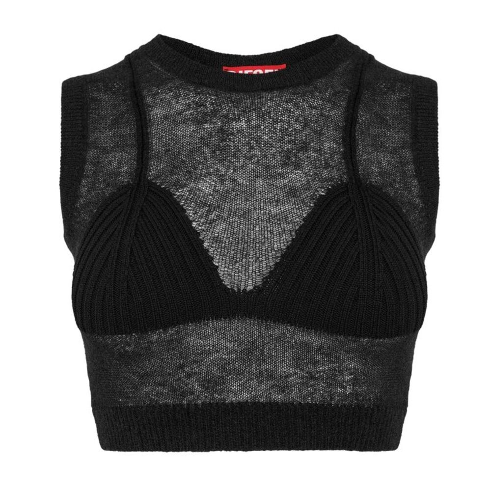 Diesel Womens/Ladies Arstica Knitted Crop Top / Black